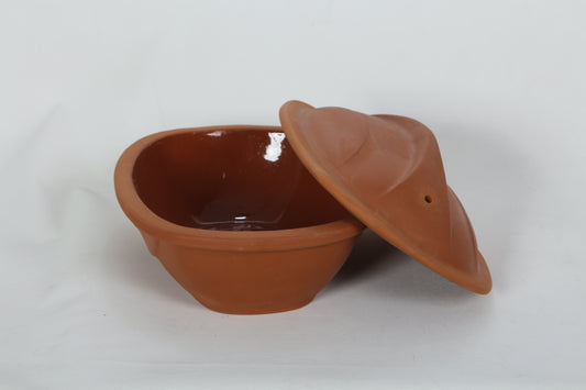 Handmade Glazed Clay Chicken Cooking Pot – Natural Terra Cotta Cookware for Oven & Kitchen Use