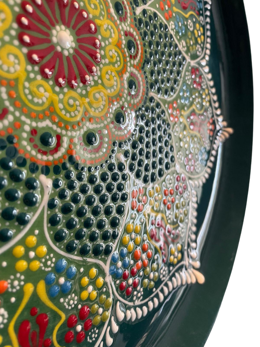 Handmade Traditional Çini Plate (Love of Green)