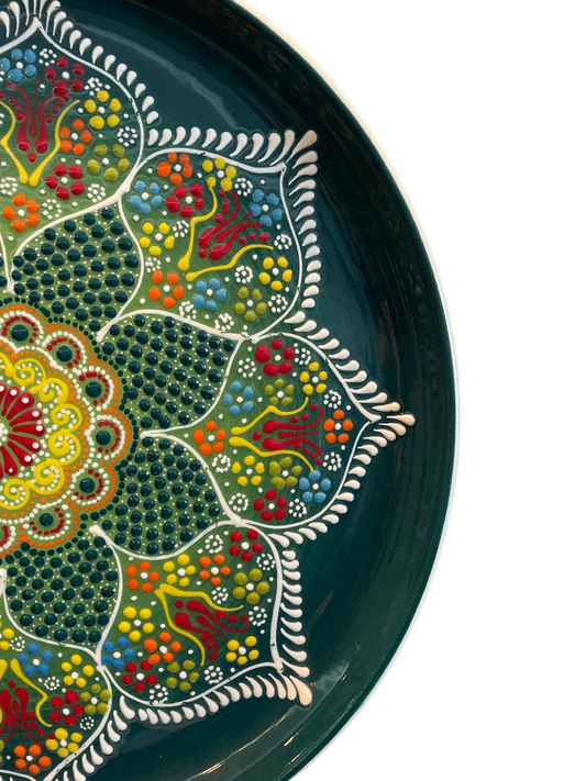 Handmade Traditional Çini Plate (Love of Green)
