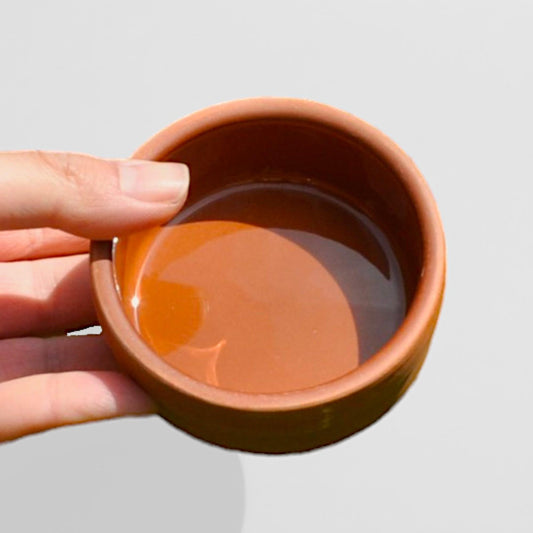 Transparant Glazed Terra Cotta Bowls – Handmade Clay Serving Dishes for Breakfast, Sauces & Appetizers