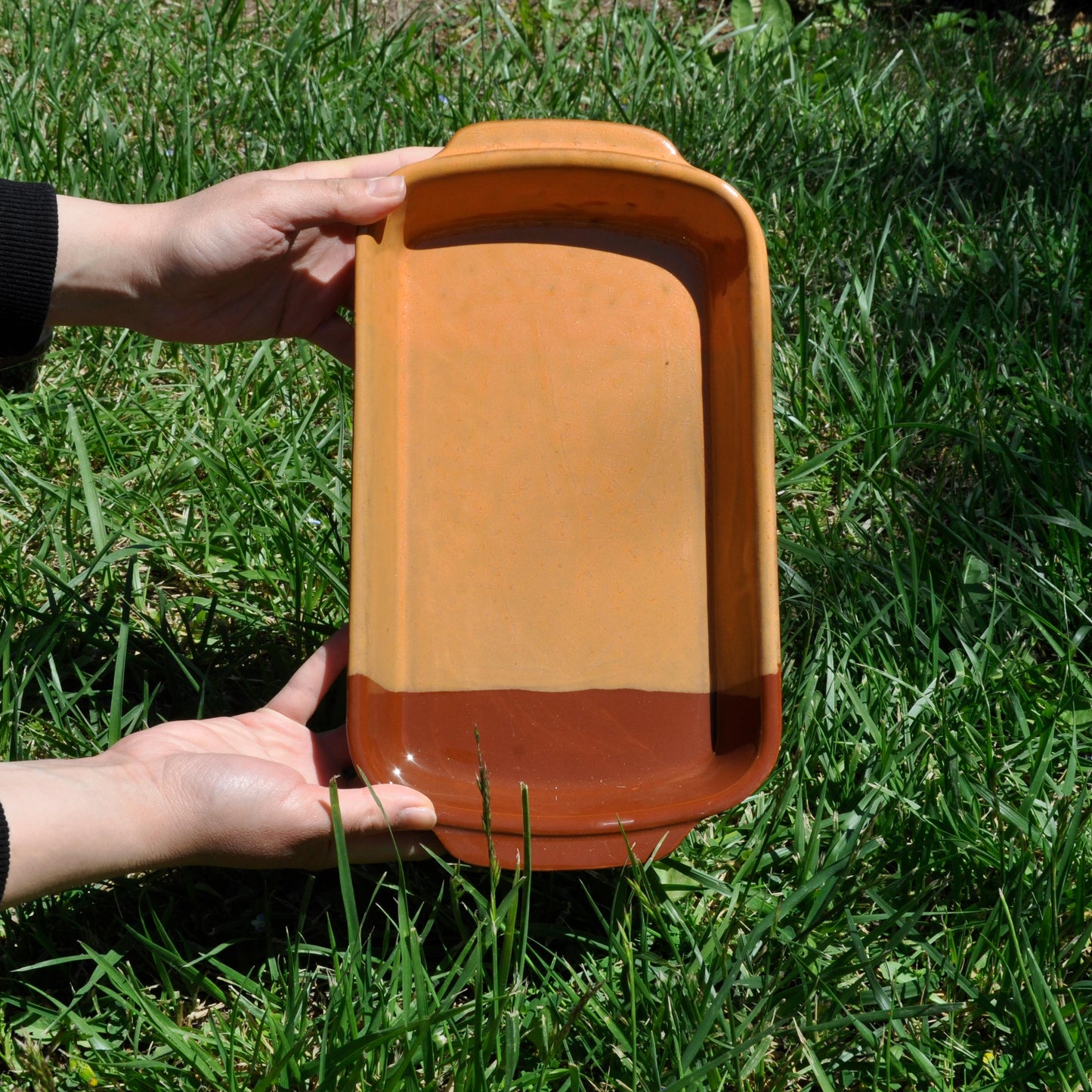 Handmade Design Glazed Clay Lasagna Baking Dish – Natural Terra Cotta Oven-Safe Cookware