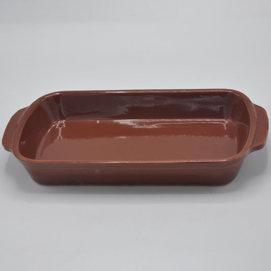 Handmade Fully Glazed Clay Lasagna Baking Dish – Natural Terra Cotta Oven-Safe Cookware