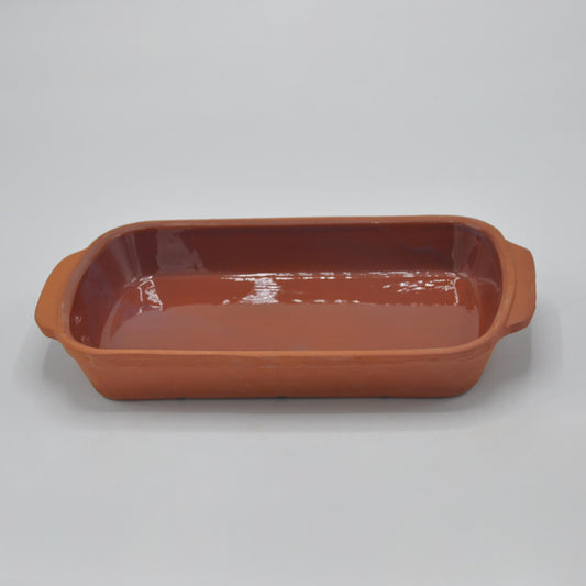 26,5 x 14,5 x 4 CM Handmade Clay Lasagna Baking Dish – Natural Terra Cotta Oven-Safe Cookware