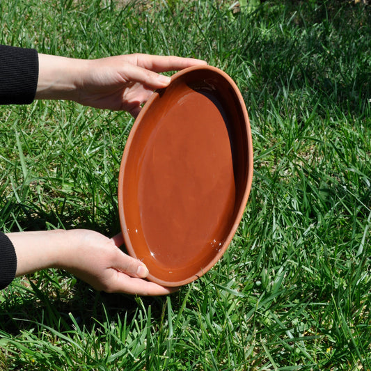 Oval Handmade Glazed Clay Baking Dish – Handmade, Natural & Oven Safe Terra Cotta Cookware