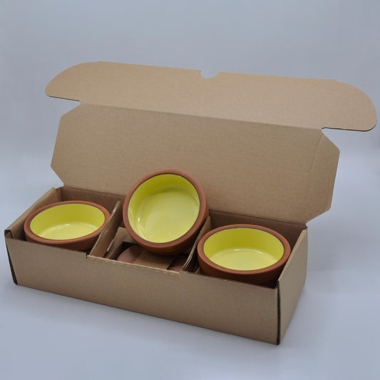 Colorful Glazed Clay Dessert Bowls – Handmade Terra Cotta Pots for Pudding, Yogurt & Sweets
